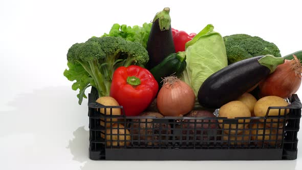 Delivery Box with Assorted Fresh Organic Vegetables Ready for Sale or Charity alt