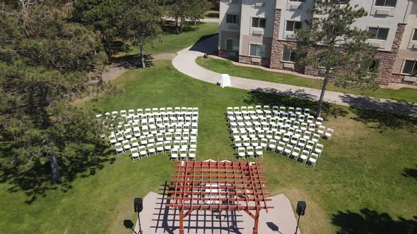 A drone footage of an outdoor event area in Alexandria, Minnesota, the USA - shot in HD