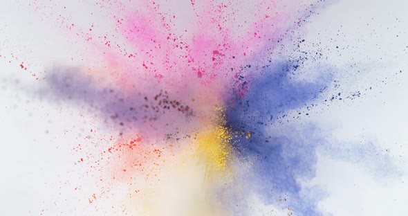 Colorful powder exploding in super slow motion.  Shot on Phantom Flex 4K high speed camera.