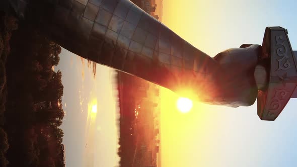Vertical Video  Motherland Monument in Kyiv Ukraine alt