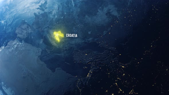 Earh Zoom In Space To Croatia Country Alpha Output