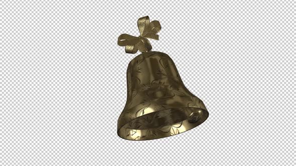 Fantasy Bell - Golden Metal and Bow - Ringing Loop - Alpha Channel