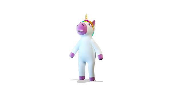 Unicorn Greets And Bows on White Background alt