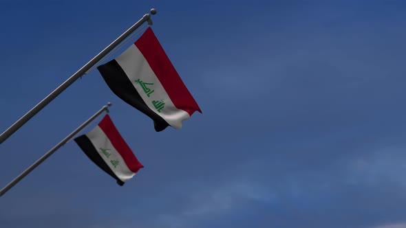 Iraq Flags In The Blue Sky - 4K