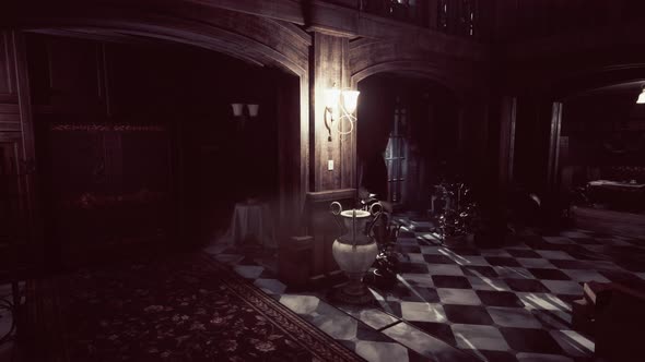 Antique Interior in an Abandoned Castle