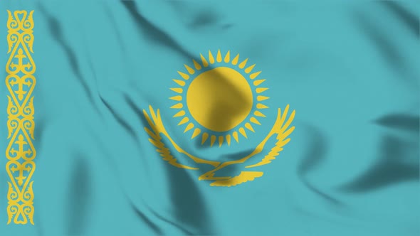 4K Kazakhstan Flag - Loopable