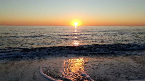 A view of a beautiful sunset in the beach