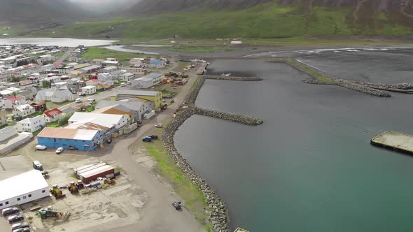 Beautiful Aerial View of Olafsfjordur Landscape in Summer Season Iceland alt
