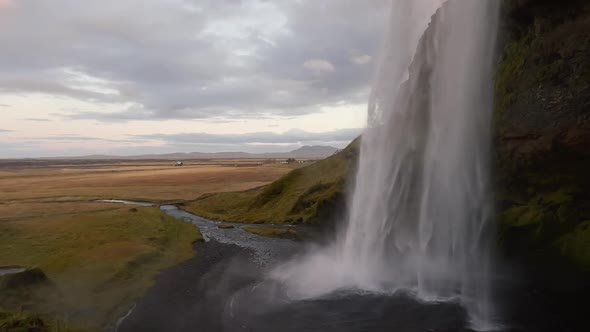 Seljalandsfoss Waterfall in Super Slow Motion at Dawn