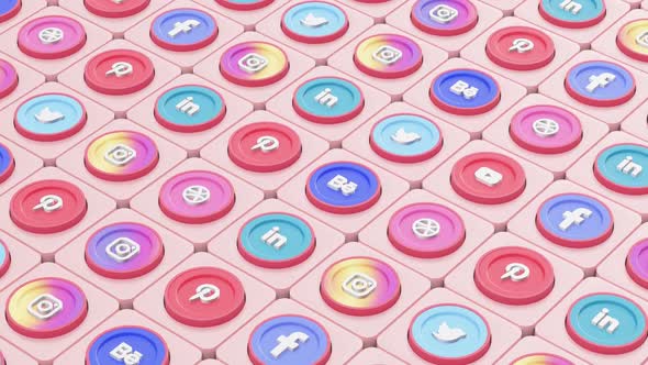 3d social media icons pattern