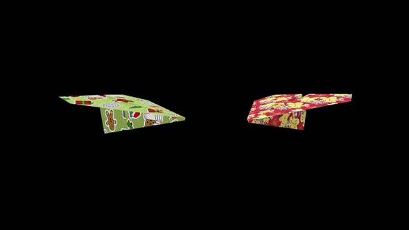 2 Paper Planes - Xmas Decorations - Flying Around - Transparent Loop