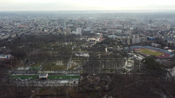 Park of Maxim Gorky, aerial Kharkiv city center