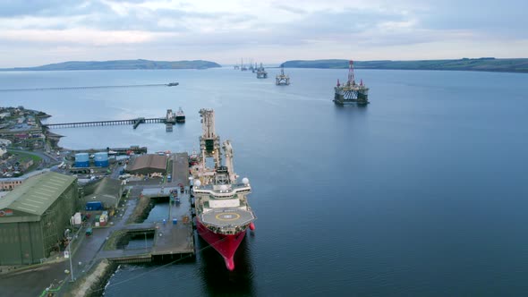 Pipe Laying Vessel Docked at Port Aerial View alt
