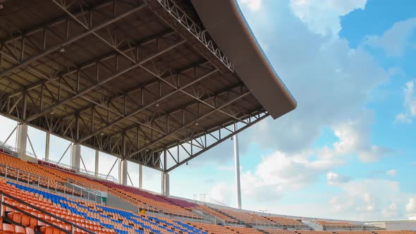 time lapse ,seats in stadium with roof, cloud moving, HD clip