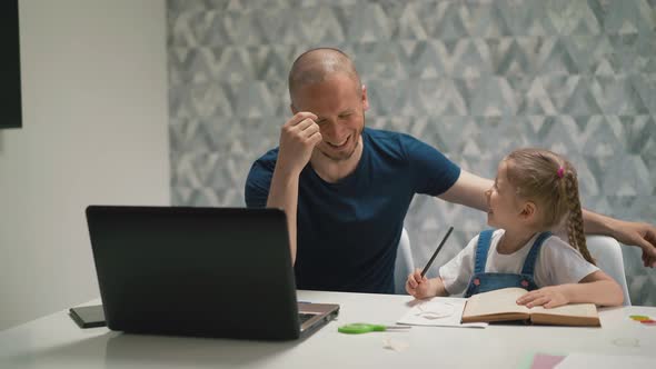 Dad and Beautiful Little Daughter with Pigtails alt