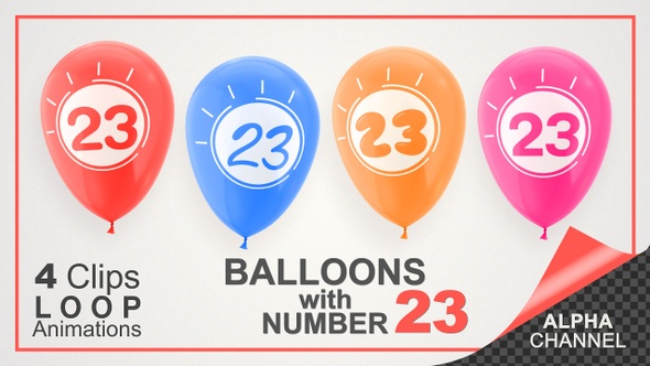 Balloons With Number 23 / Happy Twenty-Three Years Old