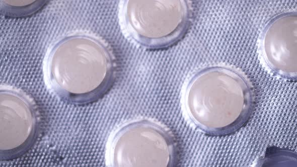 Pill Packaging Closeup Rotate Slow Mo