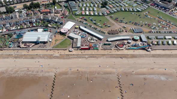Aerial footage of the British seaside town of Hunstanton Norfolk in the UK alt
