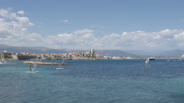 ANTIBES, FRANCE - JULY 2017   Famous  fortified city  on French riviera daily scene alt