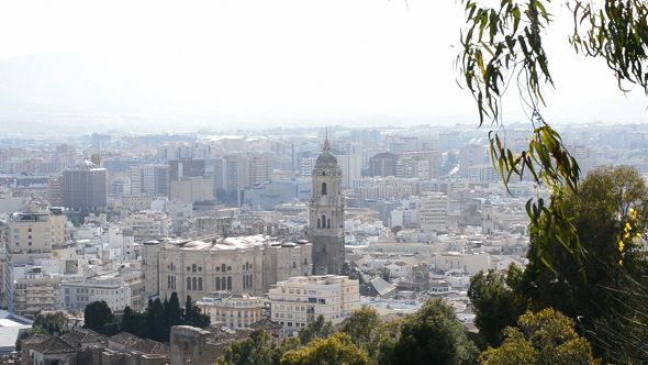 Cathedral Tower with City at Sunset alt