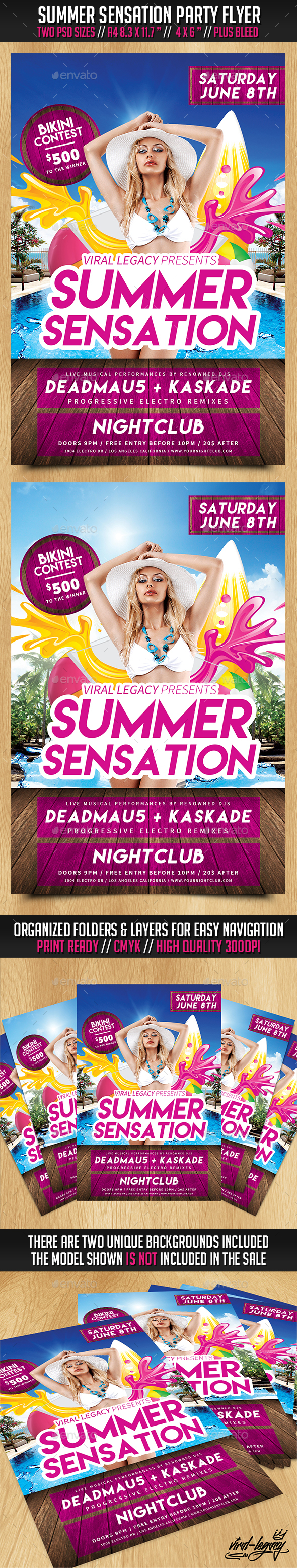 Summer Sensation Party Flyer - Clubs & Parties Events