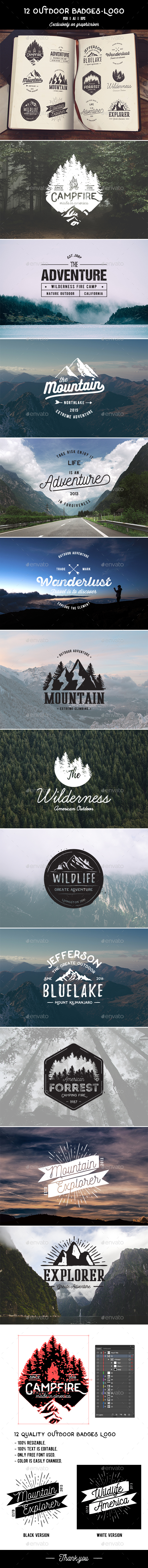 12 Outdoor Badges & Logo