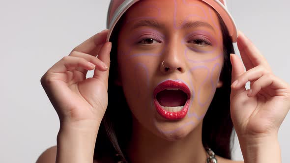 Mixed Race Asian Model in Studio Creative Art Makeup
