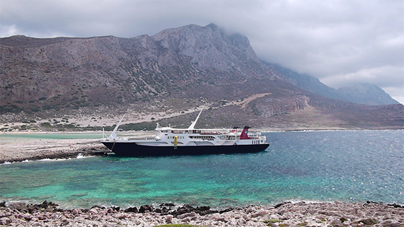 Tourist Boat Docked In Ballos(Balos) Bay