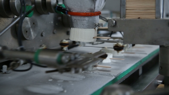 Cutting Ice Cream On Factory