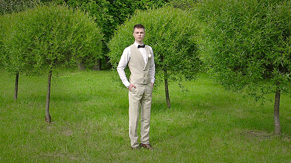 Young Stylish Men In Wedding Suit