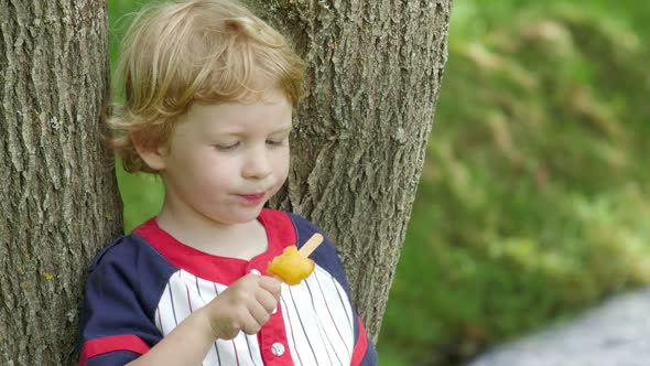 Boy While Eating A Popsicle.