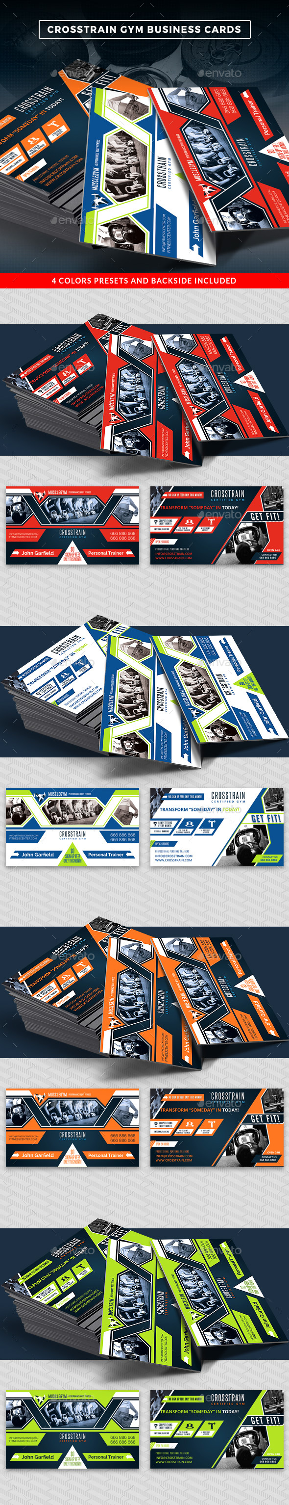 Cross Training Gym Business Cards Template - Business Cards Print Templates