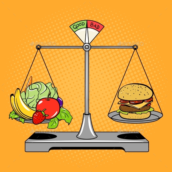 Balance Scales with Food Comic Book Style by AlexanderPokusay ...