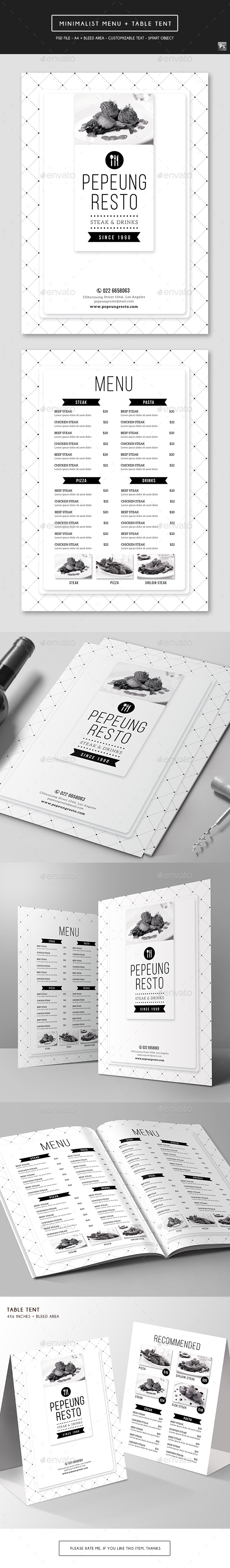 Minimalist Menu + Table Tent