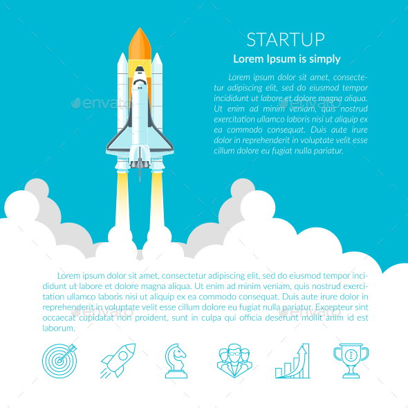 Flat Design Illustration Space Shuttle