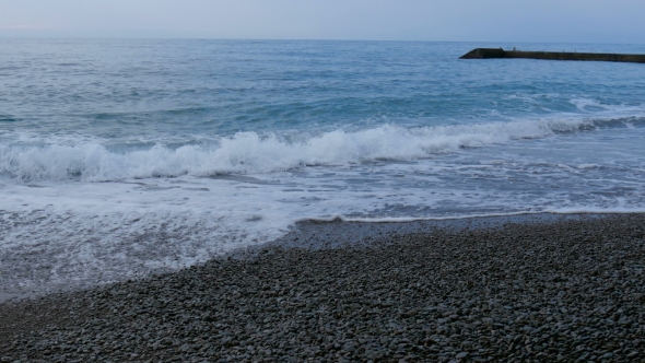 Waves Washes Pebble Beach, The Black Sea, Crimea, Russia