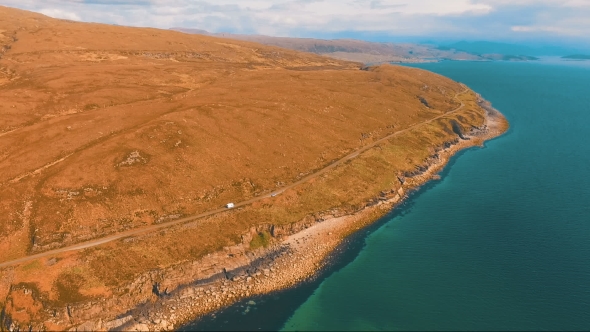 Flying Over a Lake In Scotland alt