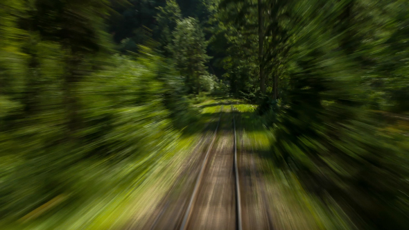 Train Moving Along Railroads In Deep Mountains 1
