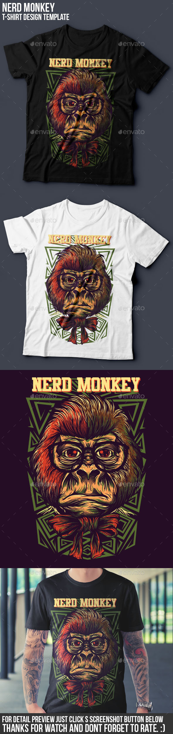 Nerd Monkey T-Shirt Design