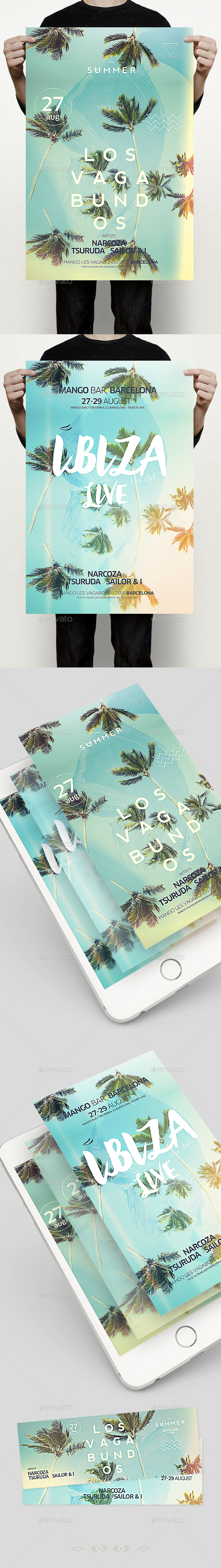 Sun & Palms Flyer - Clubs & Parties Events