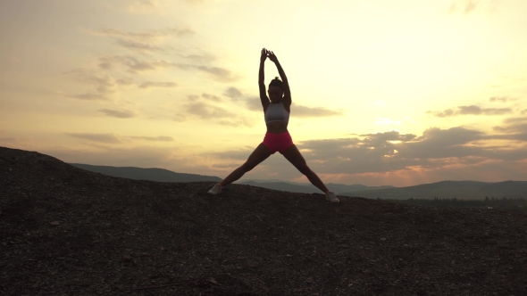 Sexy Muscular Woman With Perfect Body Stretching