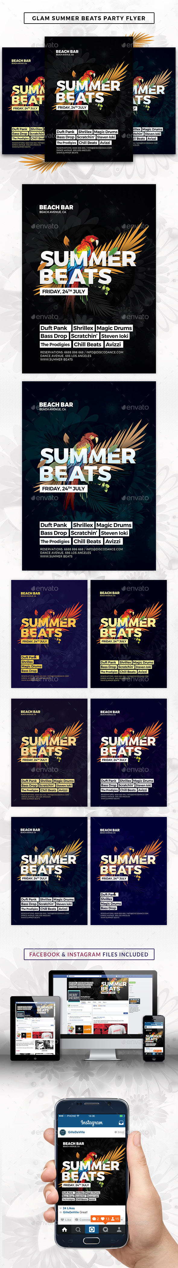 Glam Summer Beats Flyer Template - Events Flyers