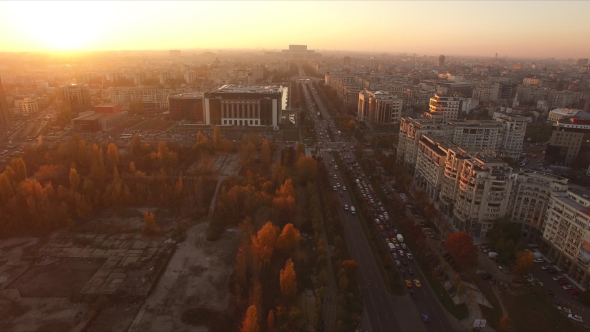 Aerial View Of Bucharest City Center At Dusk 1