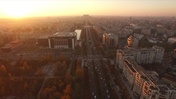 Aerial View Of Bucharest City Center At Dusk 2