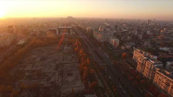 Aerial View Of Bucharest City Center At Dusk 3