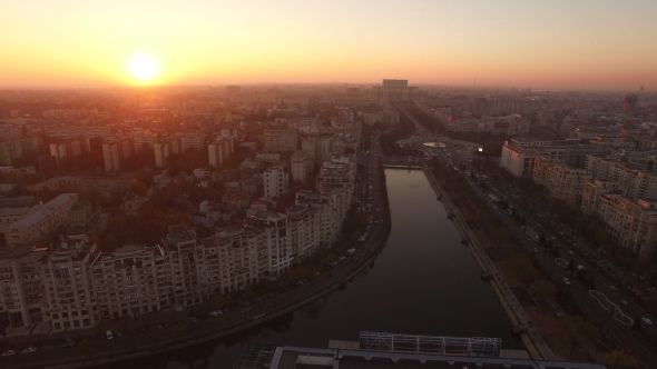 Aerial View Of Bucharest City Center At Dusk 12