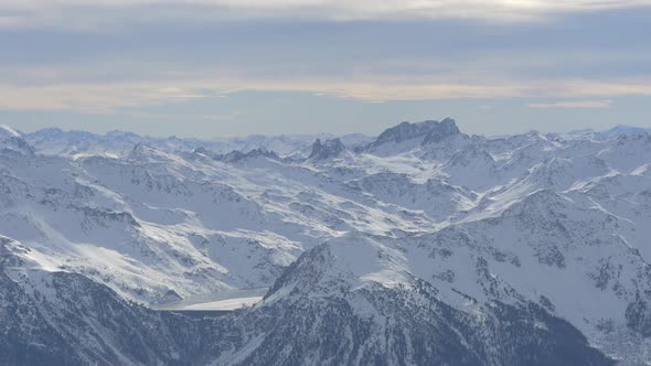 Panoramic view of mountains covered by snow  alt
