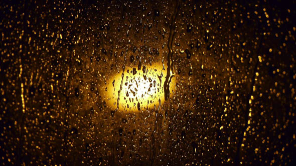 Raindrops on the Window at Night