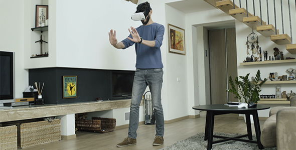 Man Exploring Virtual Reality