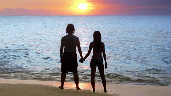 Romantic Couple at Beach During Sunset 2